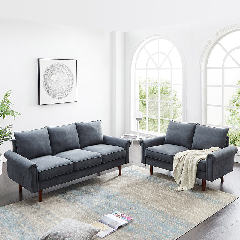 High Quality Home Living Room Furniture Velvet Fabric Living Room Sofas Set