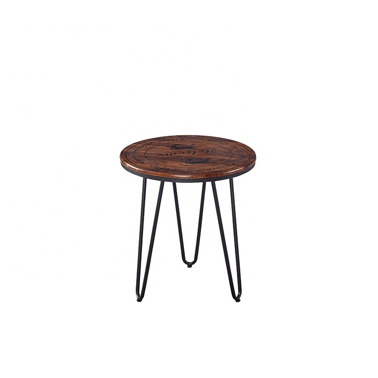 Modern Solid Wood Mdf Small Round Dinning Corner Table With Metal Legs