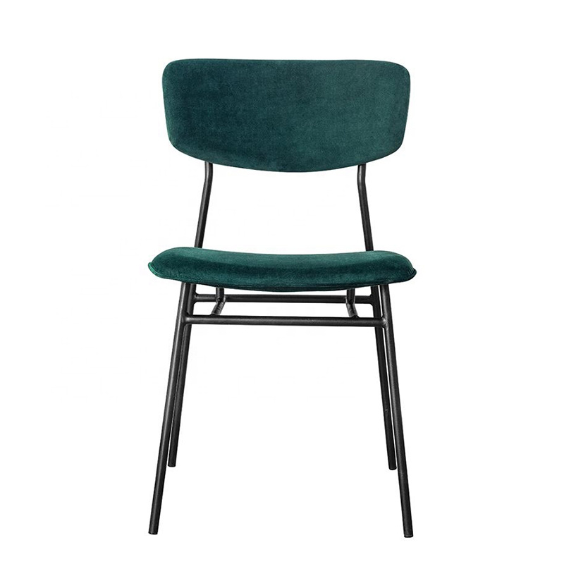 Modern Coffee Shop Furniture Design Black Metal Tube Fabric Cafe Chair Vintage Velvet dining chair