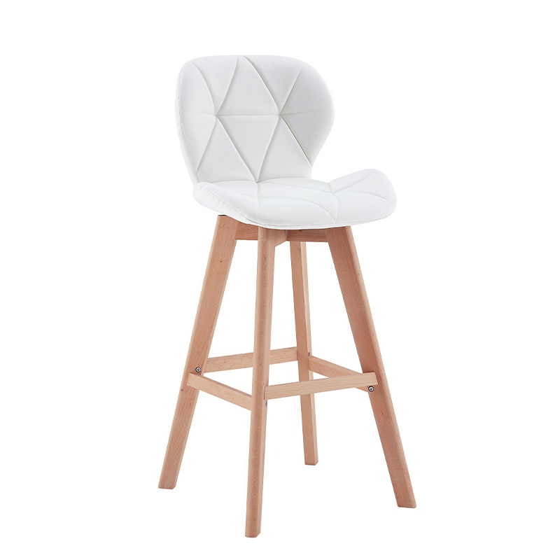 Discount Modern Designer Design Bar Furniture Wood Leg Pu Leather Bar Chair