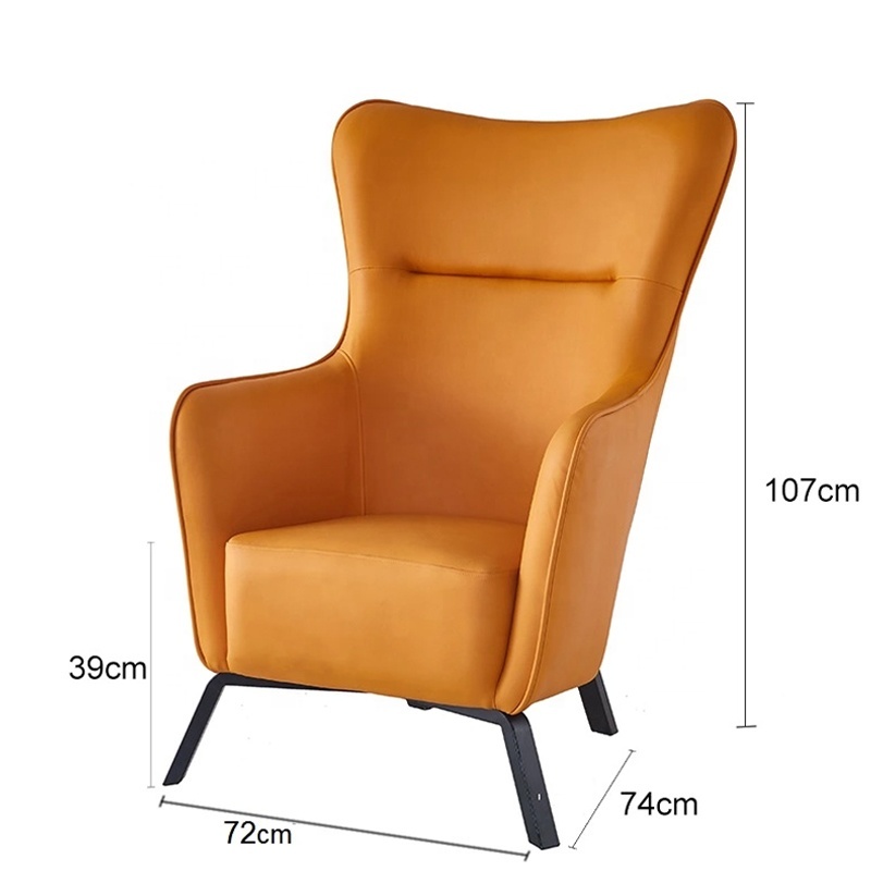 Modern Design Leather Accent Chair Living Room Chairs High Quality Metal Leg Pu Leather Arm Dining Chair