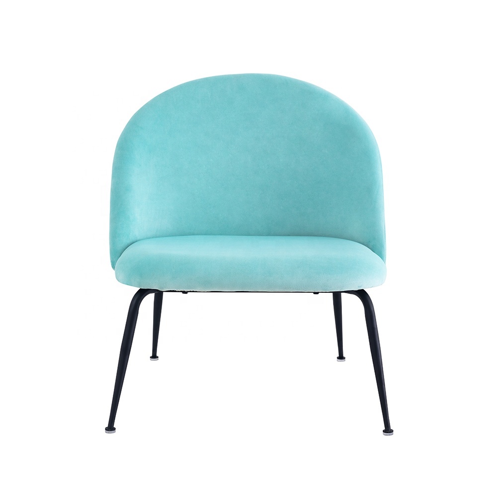 Office Leisure Arm Chair With Steel Leg Blue Velvet Dining Chair Crushed Fabric Modern Armchair Velvet