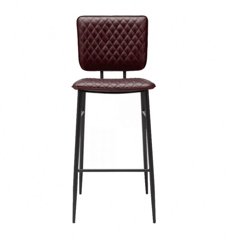 Fashion Silvery Metal Pu Leather Comfortable Outdoor Modern Classic Design Leisure Vintage Pu Leather Bar Stool High