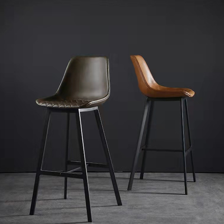 Nordic Pu Stool Chair With Metal Legs Modern Bar Chairs For Home Bar Stool