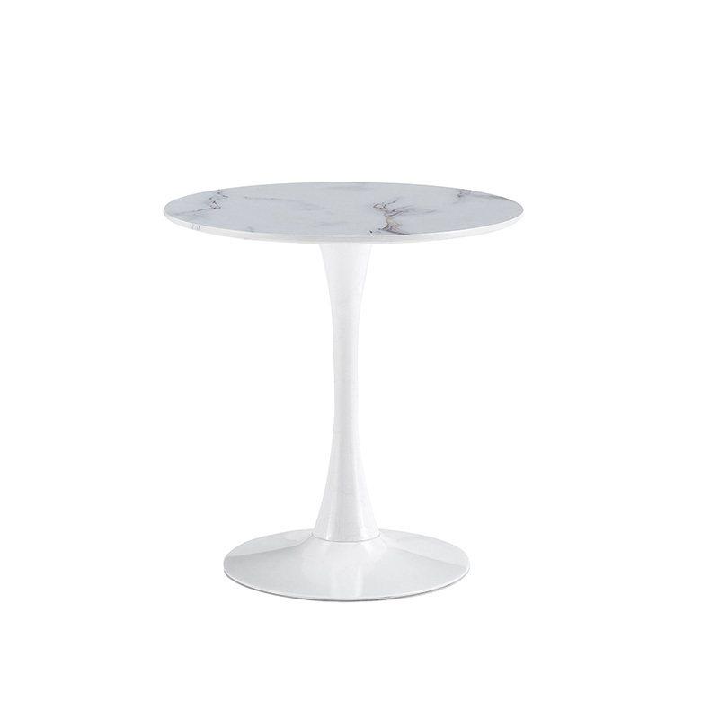 White Color Luxury Round Wooden Material Rotary Dining Table For Wholesale