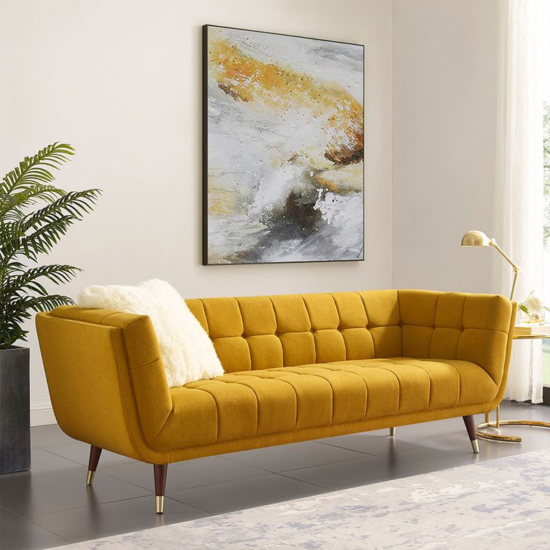 Long Unique Lobby Cama Booth Hotel Royal Nordic Settee Yellow Soft Pillow Sofa