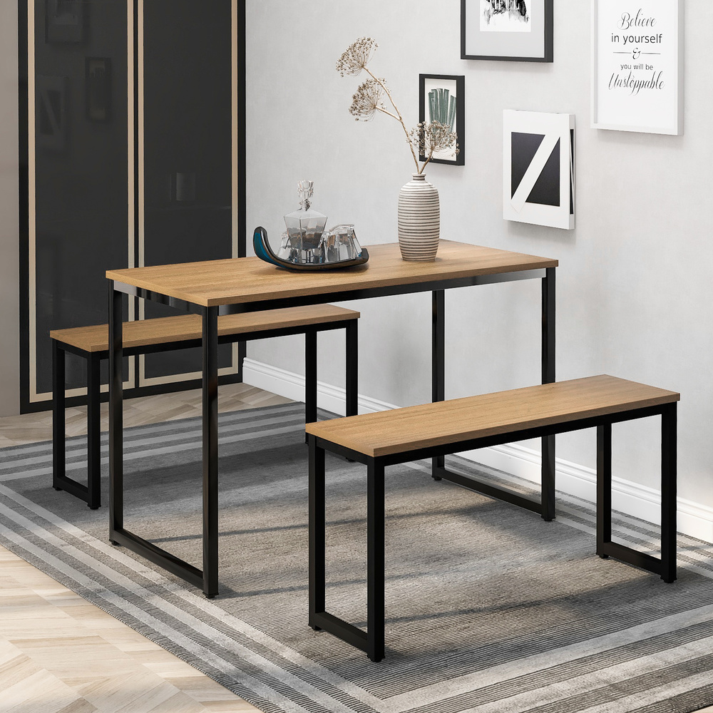 Modern Dining Table With Bench Compact Dining Set Use For Small Kitchen Room