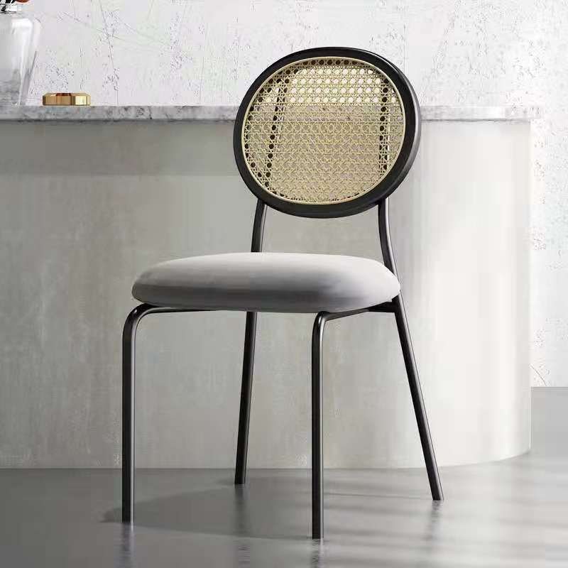 Latest Design Rattan Back Upholstered Furniture Metal Chair Nordic Upholstered Dining Chairs