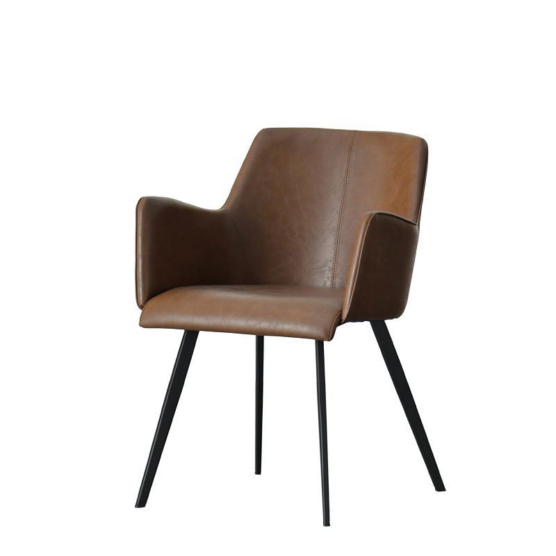 HIgh Quality Wholesale Armchiar Faux Leather Dining Chair Brown Modern Fine PU Leather Chair