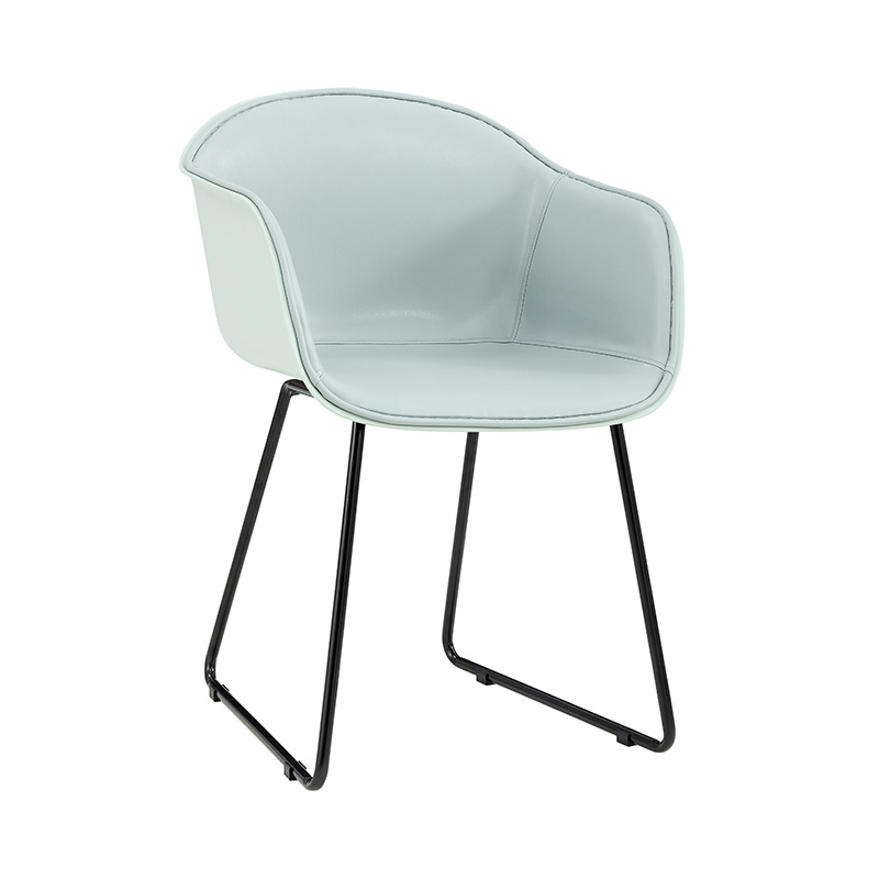 Dining Armchair with PU Seat and Metal Legs