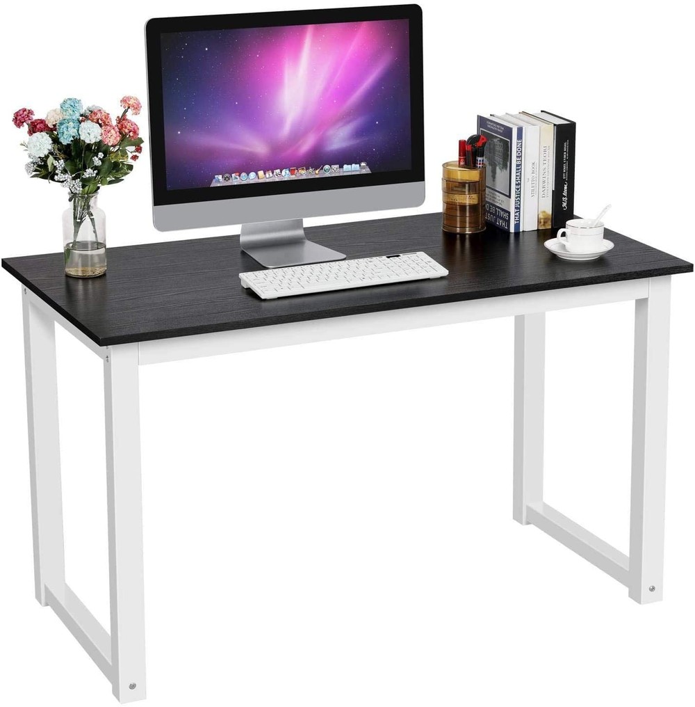 Home Wooden Panel Laptop Computer Office Table Desk Furniture Modern Shape Office Desks with Steel Legs